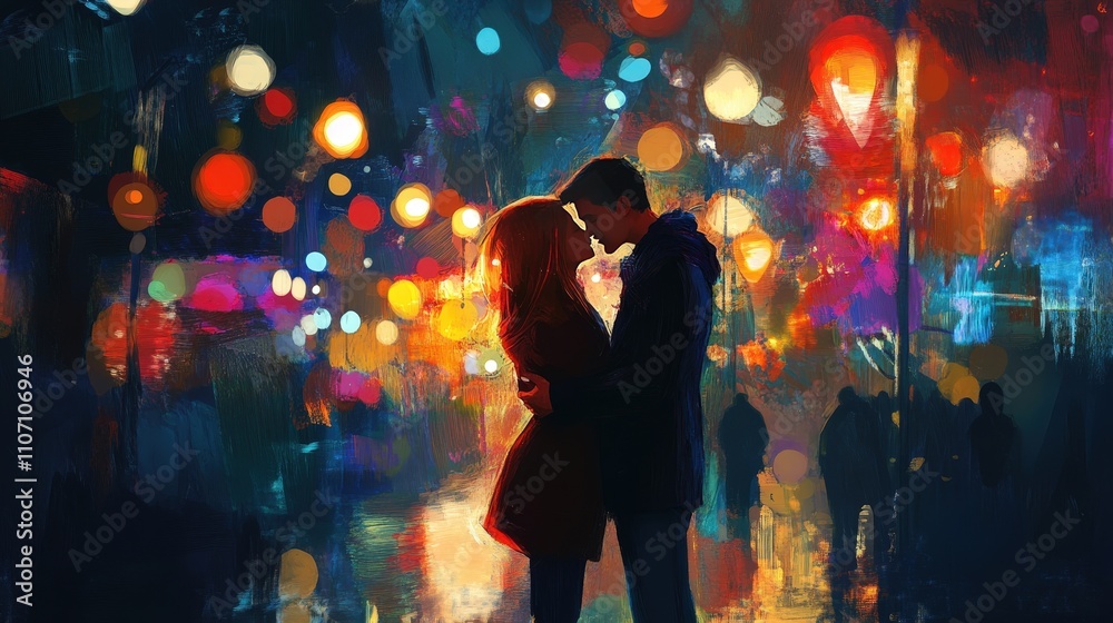 A couple embracing at midnight, celebrating the New Year with a kiss and hoping for a magical 2025. A couple embracing at midnight, celebrating the New Year with a kiss and hoping for a magical 2025.