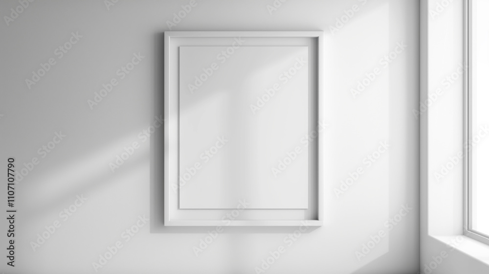 white frame mockup on an empty wall white frame mockup on an empty wall