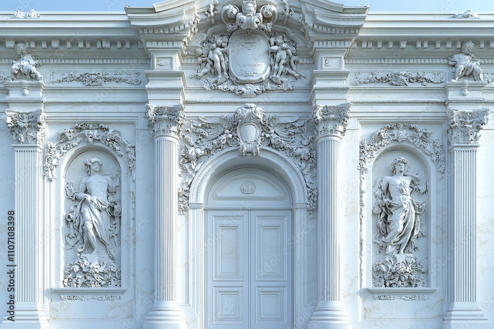 Obraz premium Majestic Baroque Building Facade with Intricate Sculptures