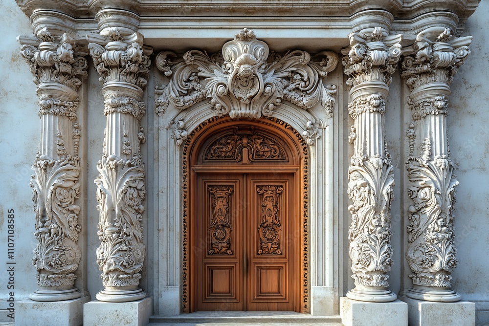Obraz premium Ornate Baroque Doorway with Intricate Carvings and Columns
