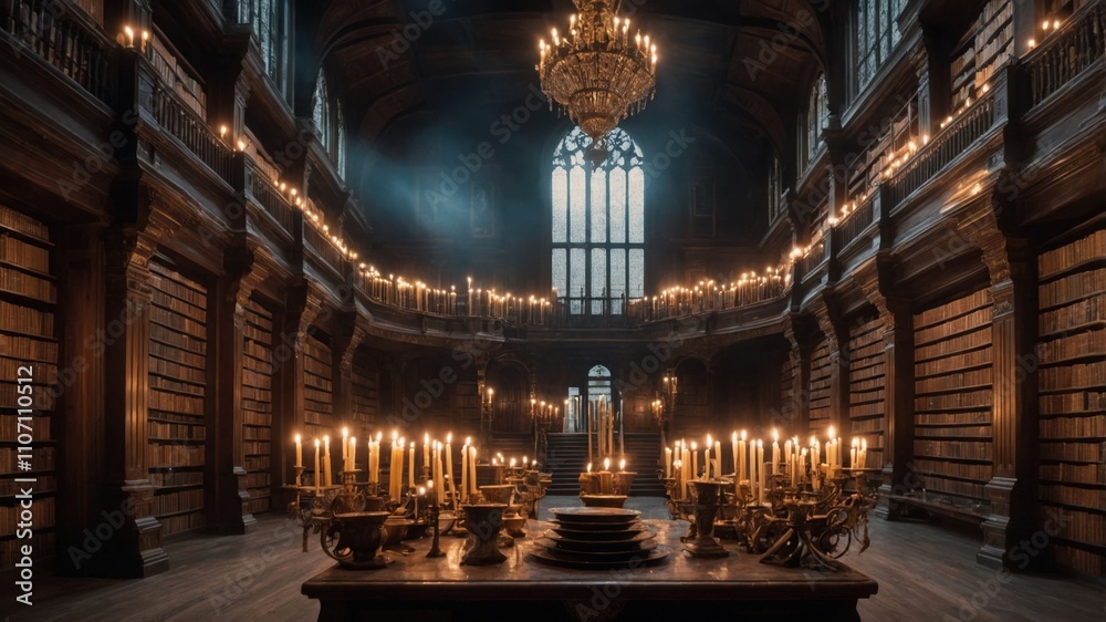 Obraz premium Shadowy Enchanted Library