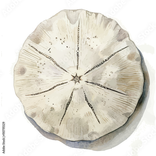 A watercolor vector of a Sand Dollar, isolated on a white background. Sand Dollar vector.