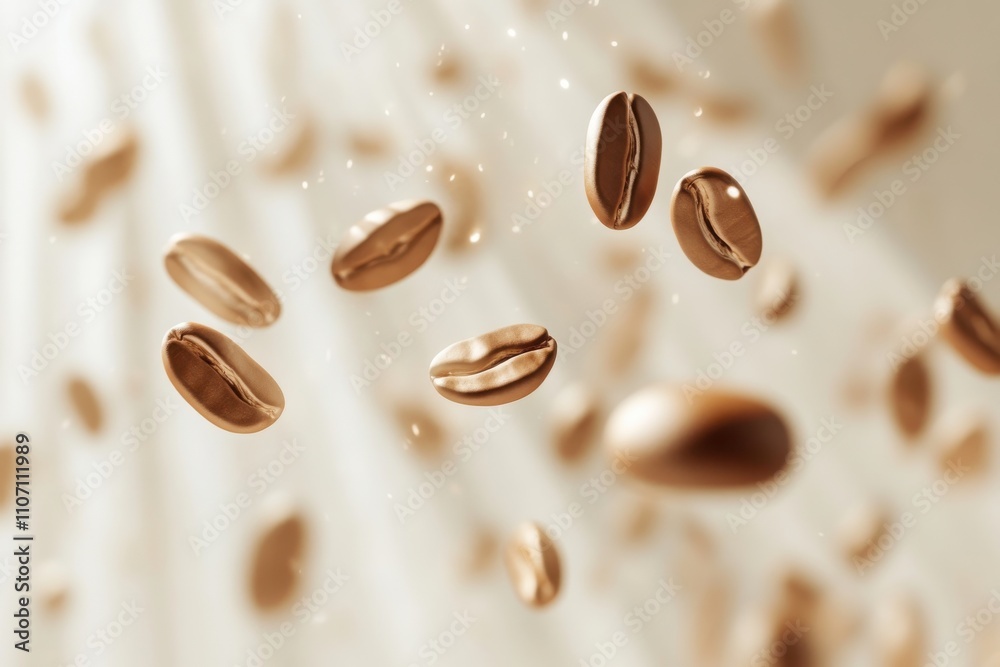 A bunch of coffee beans flying through the air A bunch of coffee beans flying through the air