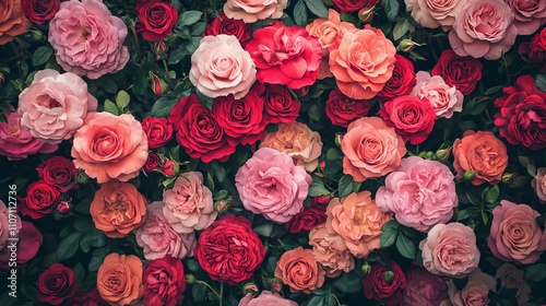 Vibrant floral wall background featuring stunning roses in full bloom, perfect for home decor, interior design, graphic projects, and creative digital creations