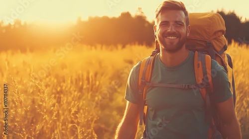 Outdoor adventurers with backpacks hiking rugged terrain, highlighting active lifestyles and nature exploration, ideal for tourism and adventure branding photo