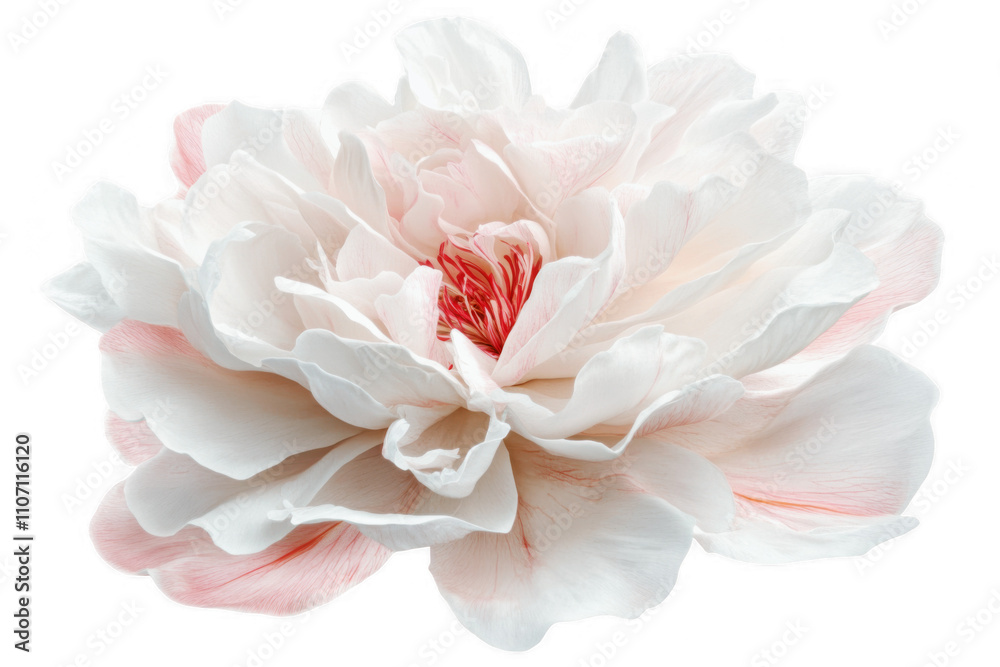 delicate white peony flower isolated on transparent or white background