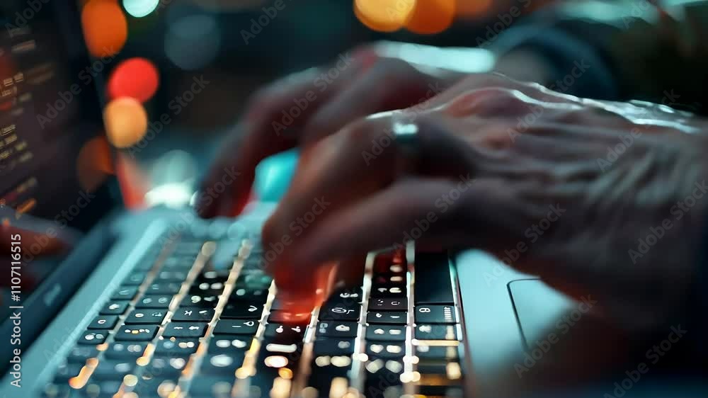 A person typing on a laptop keyboard A person typing on a laptop keyboard