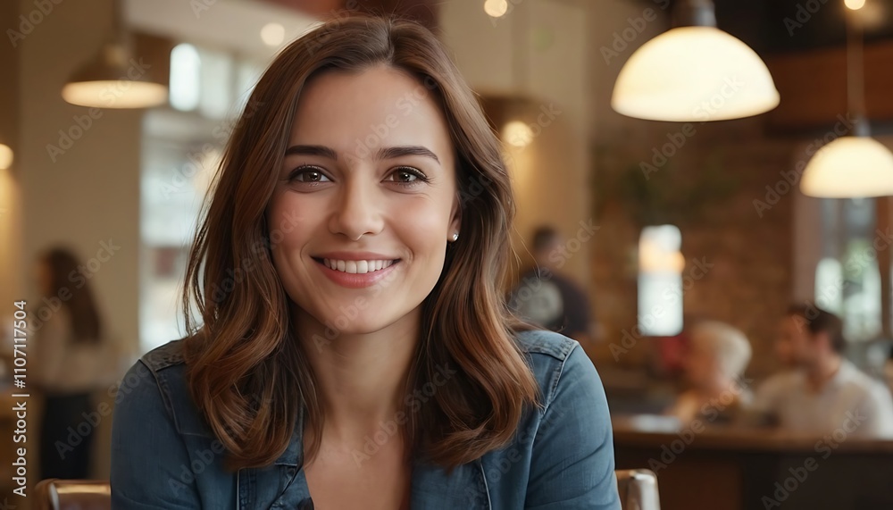 Portrait of beautiful woman in coffee shop Portrait of beautiful woman in coffee shop