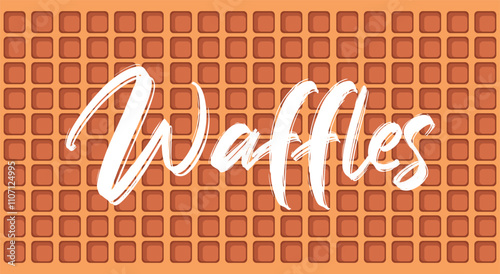 Banner with waffles. Banner for cafe with sweet waffles and raspberries.