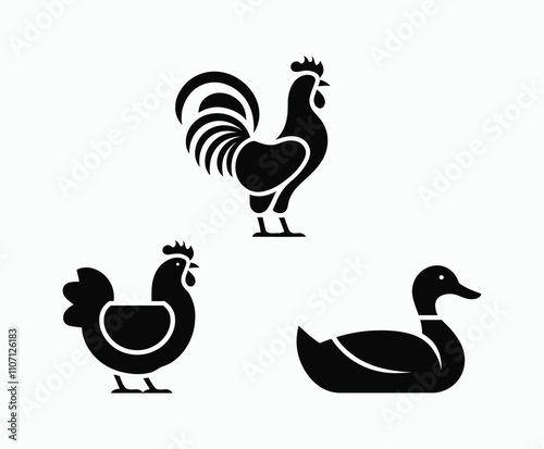 Minimal Poultry Silhouettes for Logo Desig photo