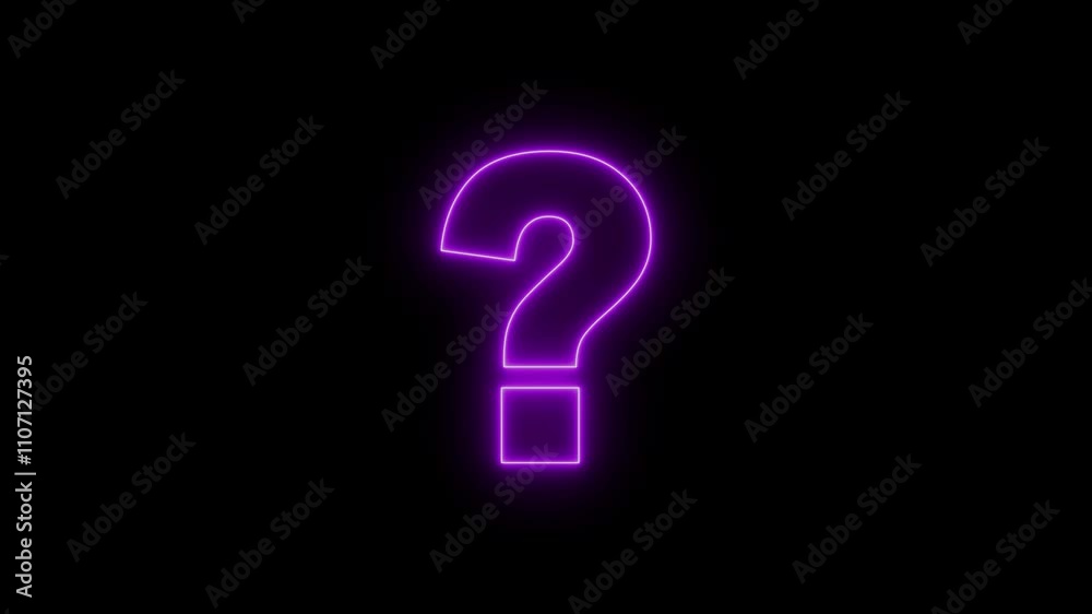 Neon Question mark icon animation. Question concept on black background. Abstract neon question mark icon animation.
