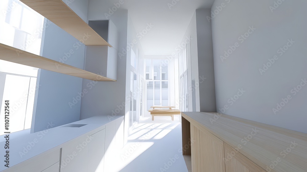 A Scandinavian-inspired house model featuring clean lines, white walls, and natural wood elements. A Scandinavian-inspired house model featuring clean lines, white walls, and natural wood elements.