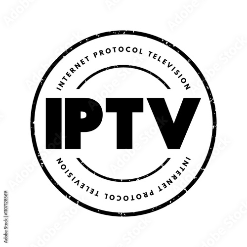 IPTV - Internet protocol television is the delivery of television content over Internet Protocol networks, acronym text concept stamp