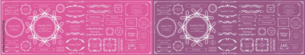 クリスマスモチーフのフレームデザインセット。ゴージャスでエレガントなデザイン素材
