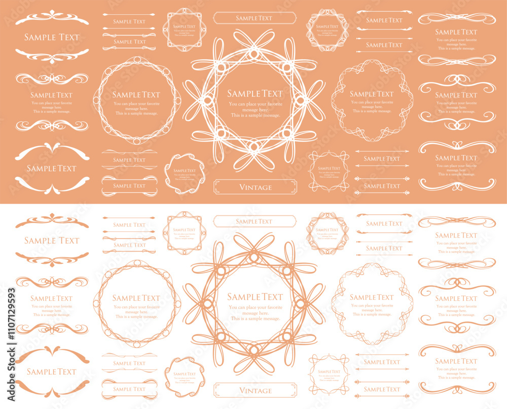 クリスマスモチーフのフレームデザインセット。ゴージャスでエレガントなデザイン素材
