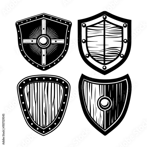 shield illustration silhouette logo design concept 
