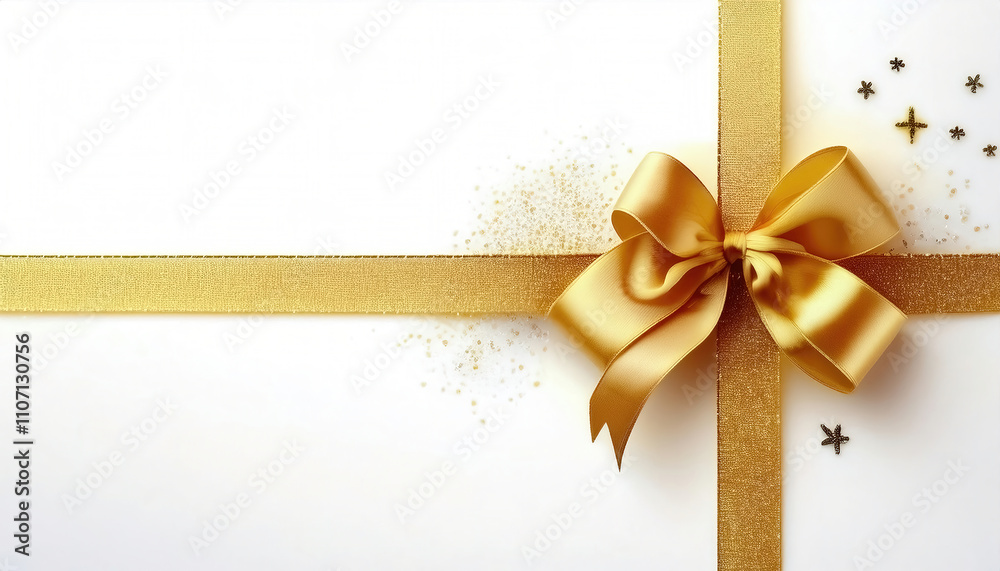 Elegant golden ribbon with a bow on a white background Elegant golden ribbon with a bow on a white background
