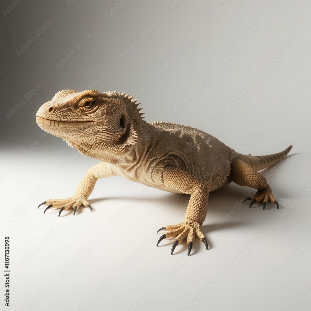 Naklejka premium Bearded dragon lizard on white isolate background.