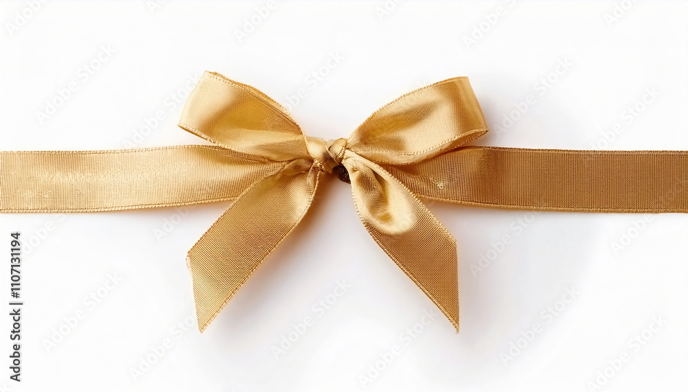 Elegant golden ribbon with a bow isolated on white background Elegant golden ribbon with a bow isolated on white background