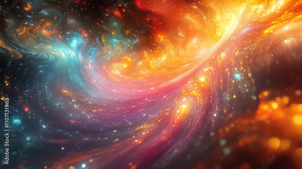 Obraz premium A vibrant cosmic swirl of colors and light, depicting the beauty and mystery of the universe.