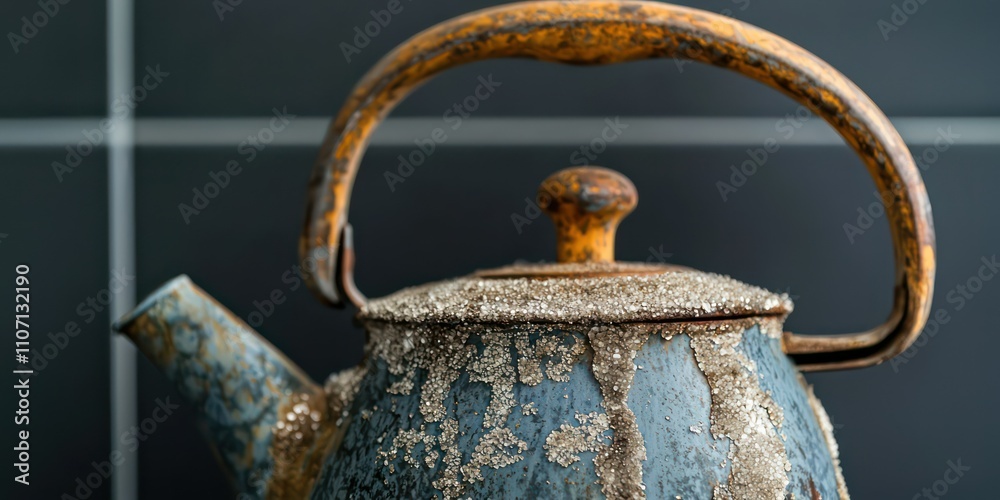 A kettle with mineral buildup on its spout, highlighting the effects of hard water. A kettle with mineral buildup on its spout, highlighting the effects of hard water.