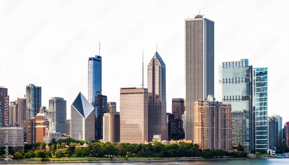 Fototapeta premium Chicago skyline on isolated white background