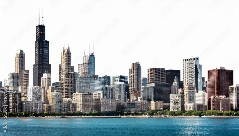Obraz premium Chicago skyline on isolated white background