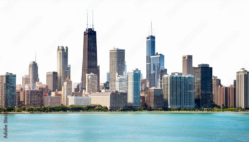Obraz premium Chicago skyline on isolated white background