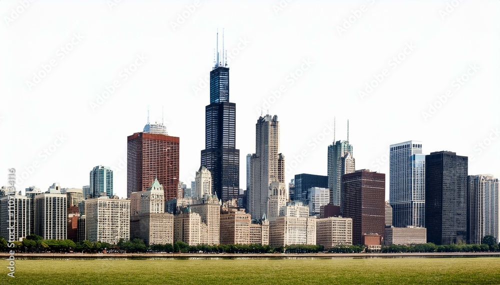 Obraz premium Chicago skyline on isolated white background