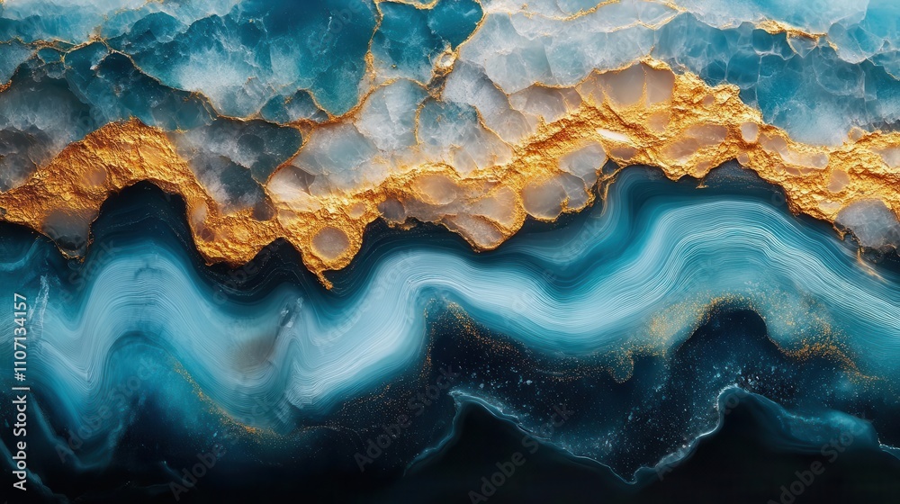 A stunning abstract image featuring vibrant blue and gold patterns, resembling natural stone, with flowing waves and layered textures. A stunning abstract image featuring vibrant blue and gold patterns, resembling natural stone, with flowing waves and layered textures.