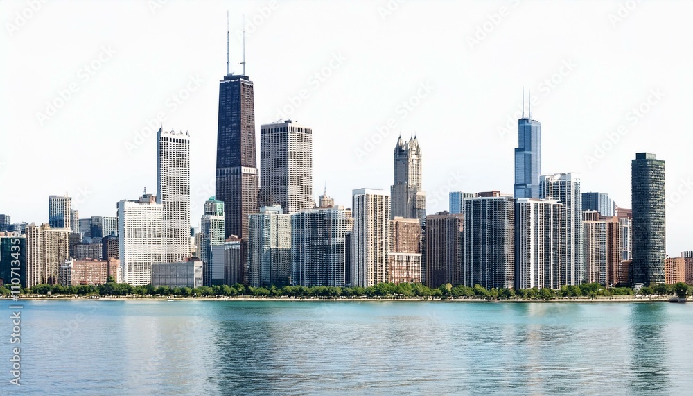 Fototapeta premium Chicago skyline on isolated white background