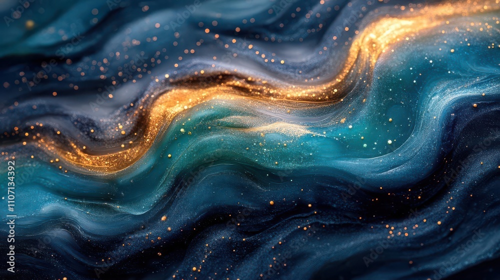A mesmerizing abstract pattern of swirling blues and golds, evoking a sense of cosmic wonder and fluid motion. A mesmerizing abstract pattern of swirling blues and golds, evoking a sense of cosmic wonder and fluid motion.