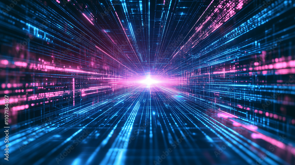 Abstract Pink and Blue laser light beam tunnel background. A futuristic virtual space illuminated by mysterious lights Abstract Pink and Blue laser light beam tunnel background. A futuristic virtual space illuminated by mysterious lights