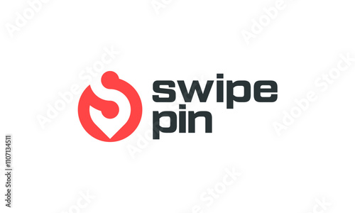 Red circular logo with swipe pin