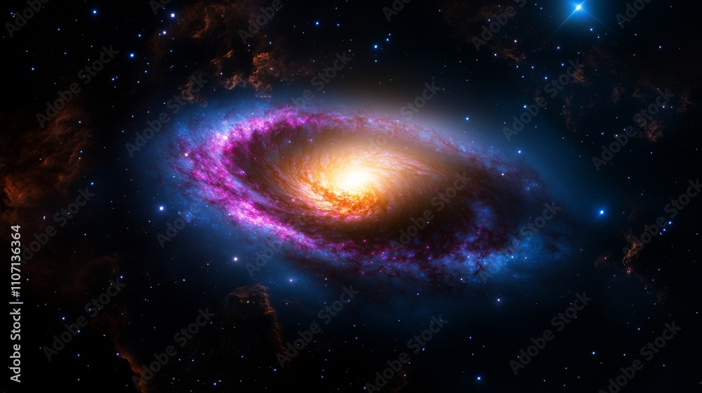 Stunning Spiral Galaxy with Vibrant Colors and Cosmic Energy in Deep Space Stunning Spiral Galaxy with Vibrant Colors and Cosmic Energy in Deep Space