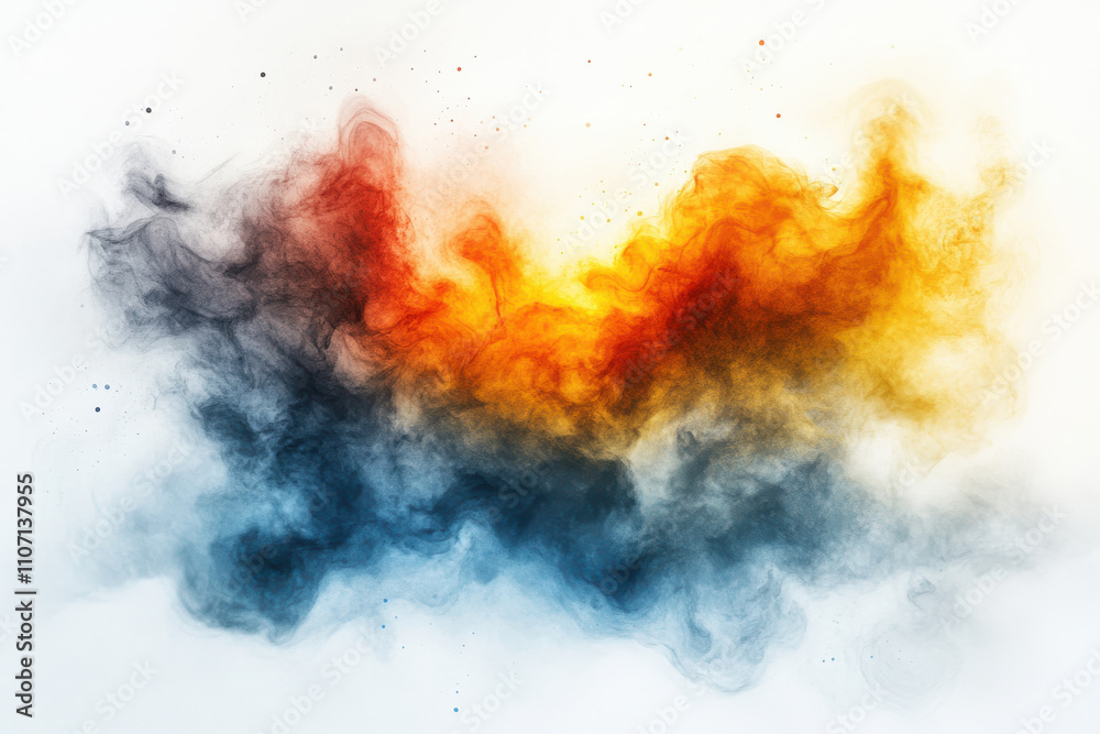 Obraz premium vibrant and dynamic watercolor brush stroke with bold colors blending seamlessly, creating abstract and energetic composition. mix of warm and cool tones evokes sense of movement and emotion