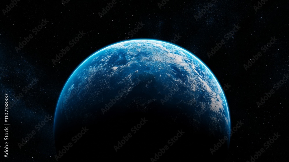Obraz premium Beautiful Earth from Space with Vibrant Blue Oceans and White Cloud Cover
