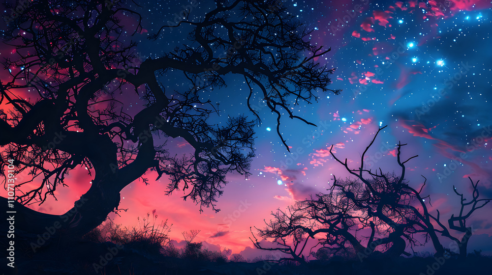 Nature's Palette: A Romantic Symphony between Azure Night Skies and a Dusky Horizon Nature's Palette: A Romantic Symphony between Azure Night Skies and a Dusky Horizon