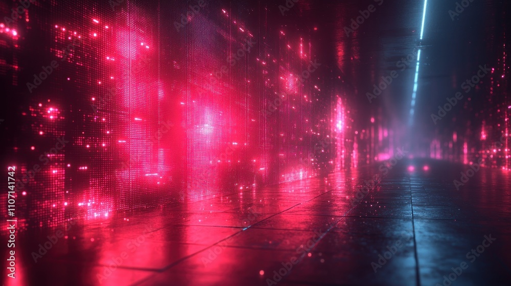 A futuristic tunnel with neon lights. A futuristic tunnel with neon lights.