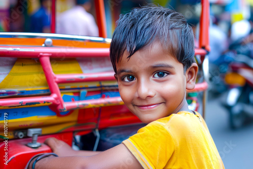 A young Indian boy demonstrates efficiency, his ability to focus and prioritize tasks admirable, his determination to succeed driving him to work smartly and effectively. photo