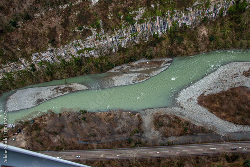 background view of the beauty of Sochi from a height