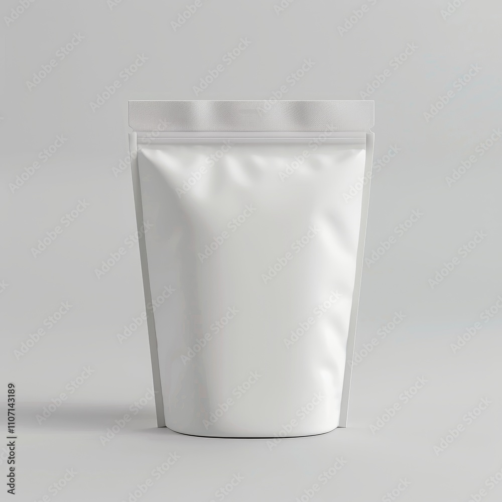 Blank white stand up pouch with zipper on a white background. Blank white stand up pouch with zipper on a white background.