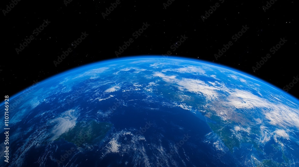 Stunning Aerial View of Earth’s Blue Planet Showcasing Vibrant Oceans and Lush Landmasses