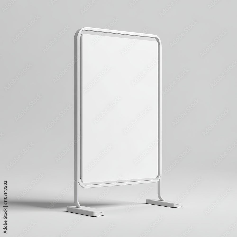 A white, blank, freestanding sign on a white background. A white, blank, freestanding sign on a white background.