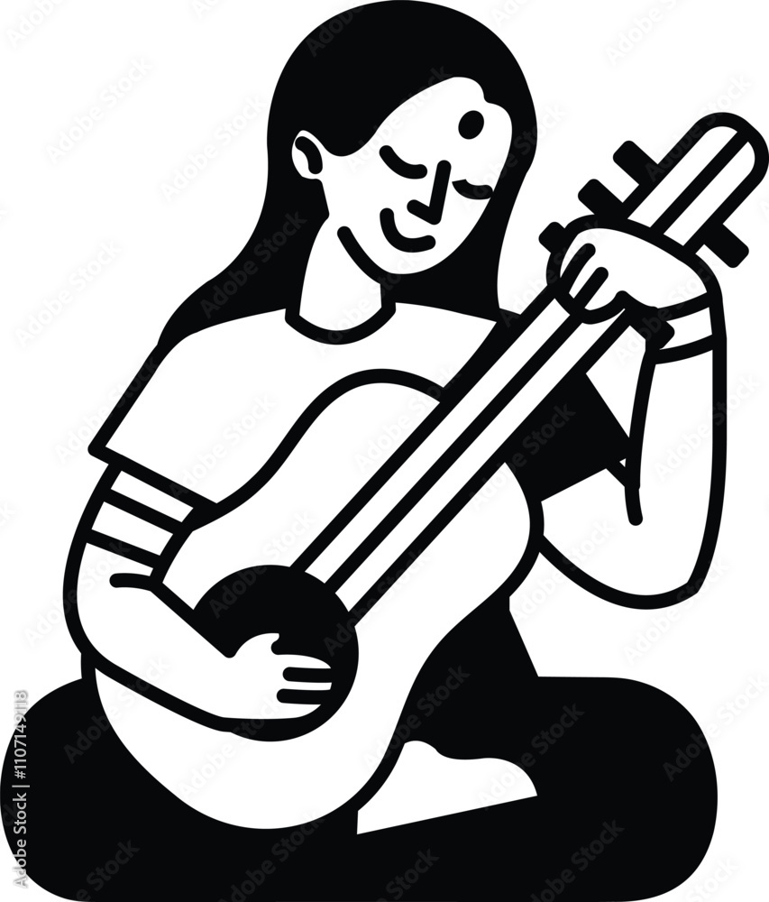 A woman is playing a guitar A woman is playing a guitar
