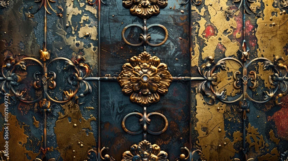 Antique metal design as vibrant backdrop Antique metal design as vibrant backdrop
