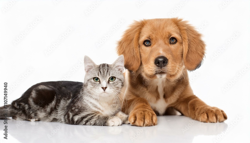 Dog and cat on isolated white background Dog and cat on isolated white background