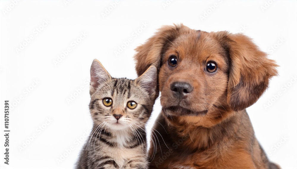 Dog and cat on isolated white background Dog and cat on isolated white background
