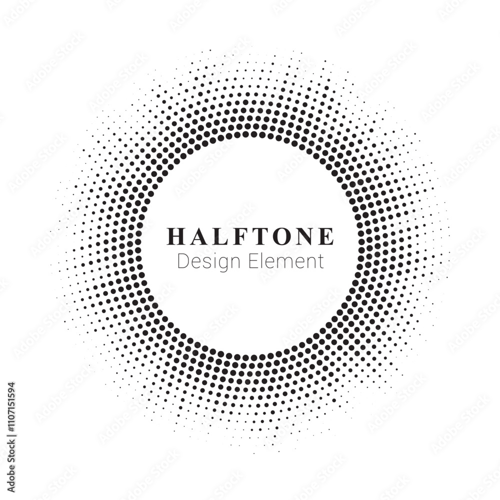 Halftone circle frame background set. Round border Icon using halftone random circle. Grunge circular stain. Vector illustration.	