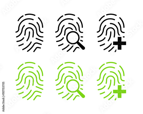 Fingerprint Icon Set. Flat Style. Vector icons